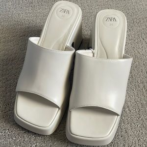 Zara White Platform Heels
